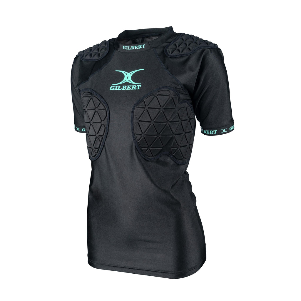 RPCC26Body armour_Mouthguards Triflex Lite V3 Body Armour Black Aqua Front Angle