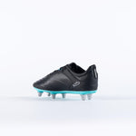 RSEB23Boots Sidestep X15 LO 6 Stud Boots Black Aqua Junio Instep Heel