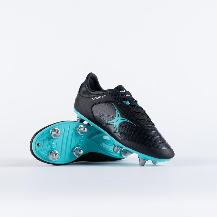 RSEB23Boots Sidestep X15 LO 6 Stud Boots Black Aqua Junior Main