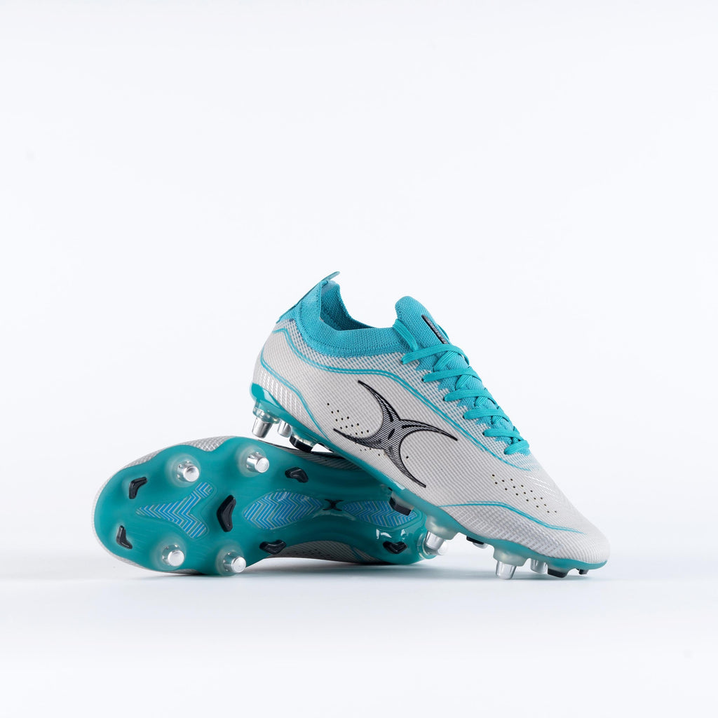 RSBA23Boots Cage Pro Pace 6 Stud Boots Cool Grey Aqua Senior Main